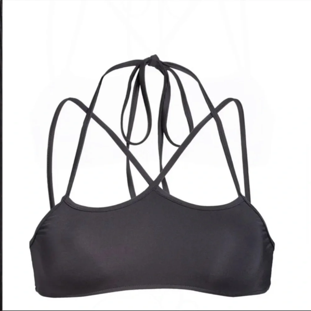 Frankies Bikinis Aleisha Eco Black Bikini Swim Top Size Large